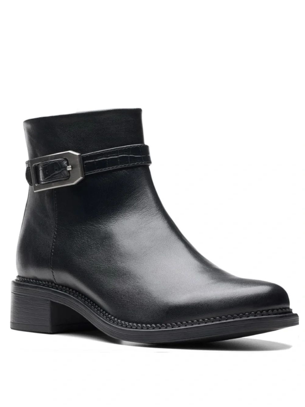 Clarks Maye Grace Black Buckled Ankle Booties Size 8 Wide
